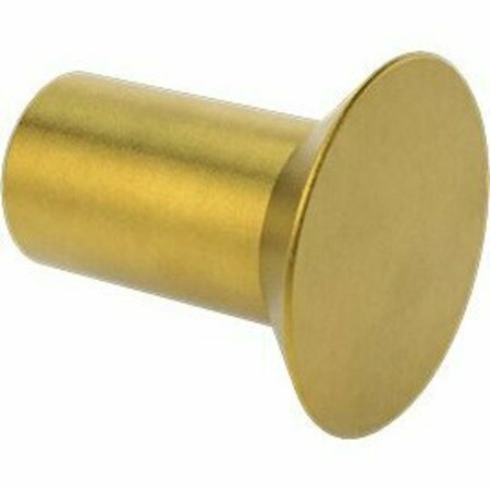BSC PREFERRED Brass Flush-Mount Solid Rivets 3/16 Diameter for 0.202 Maximum Material Thickness, 100PK 97029A243
